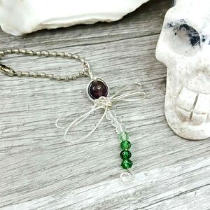 Beaded Dragonfly Bag Charm Key Chain, Amethyst Gemstone Accessory